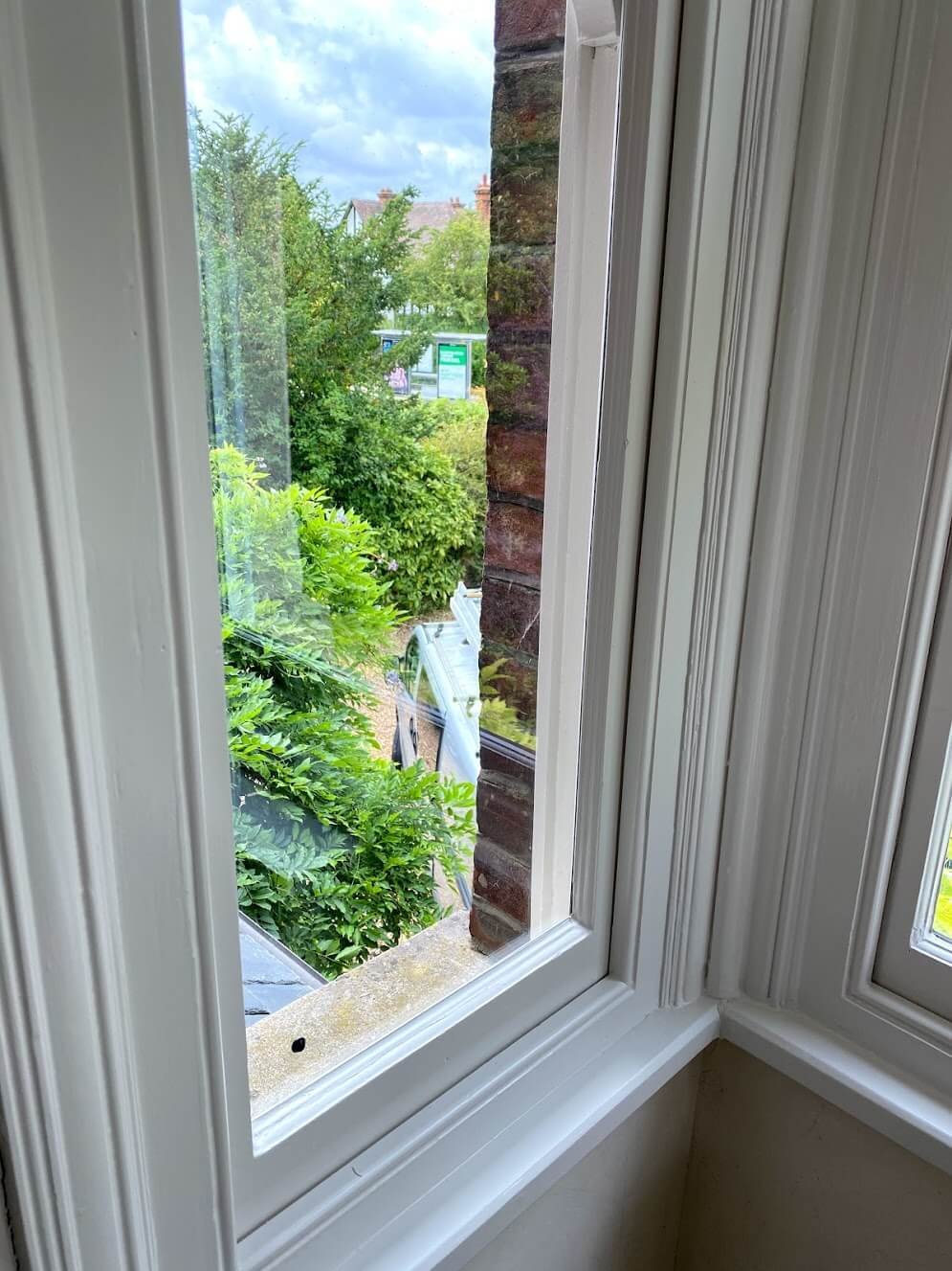 Draught-proofed sash window — completed installation